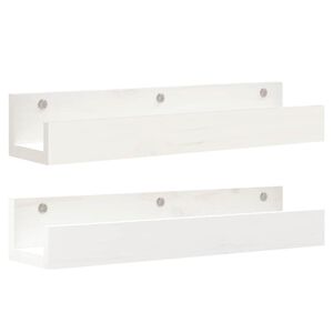 vidaXL P&oacute;łki ścienne, 2 szt., białe, 50x12x9 cm, drewno sosnowe