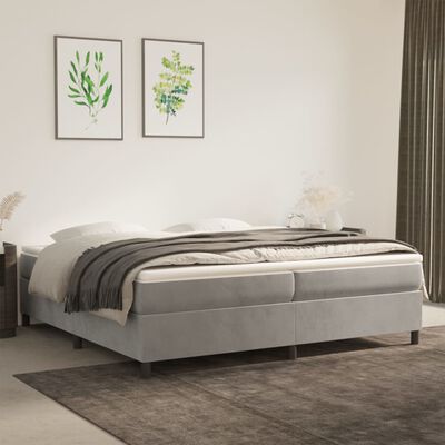 vidaXL Rama łóżka, jasnoszara, 200 x 200 cm, tapicerowana aksamitem