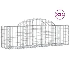 vidaXL Kosze gabionowe, 11 szt, 200x50x60/80 cm, galwanizowane żelazo