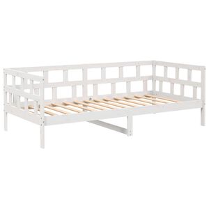 vidaXL Ł&oacute;żko dzienne, białe, lite drewno sosnowe, 90x200 cm