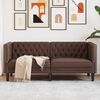 vidaXL Sofa Chesterfield, 2-os., brązowa, tapicerowana sztuczną sk&oacute;rą