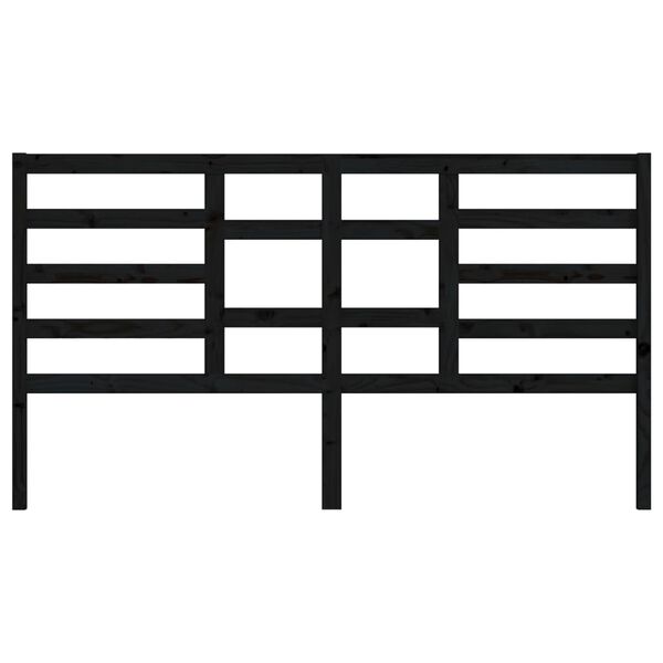 vidaXL Wezgłowie łóżka, czarne, 206x4x104 cm, lite drewno sosnowe