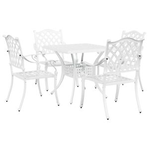 vidaXL Zestaw stoł&oacute;w ogrodowych 5 pcs Biały Aluminium odlewane
