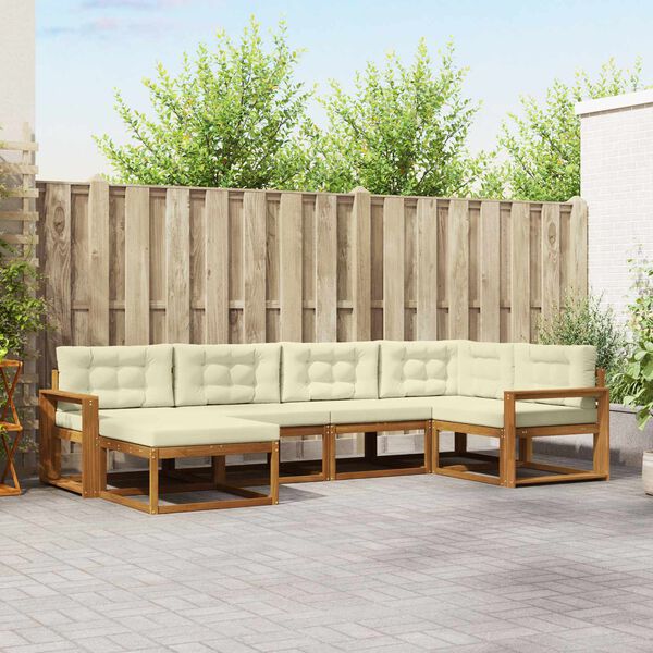 vidaXL Zestaw sof na zewnątrz z poduszką 6 pcs Naturalny i Kremowy
