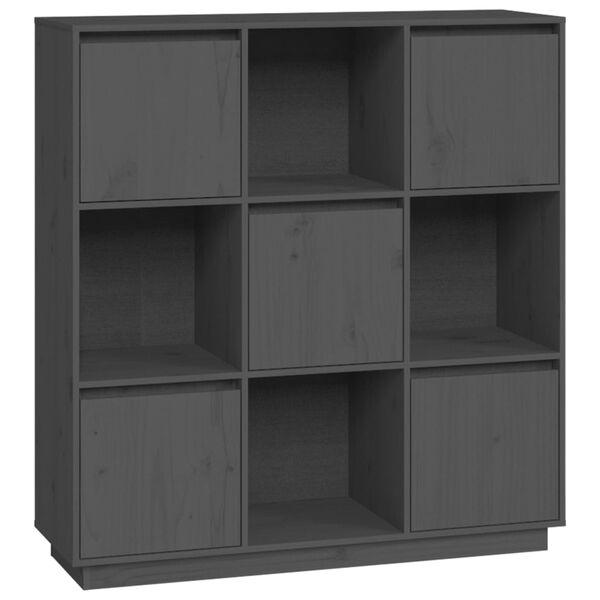 vidaXL Szafka, szara, 110,5x35x117 cm, lite drewno sosnowe