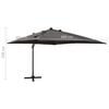 vidaXL Parasol wiszący z lampkami LED i słupkiem, antracytowy, 300 cm