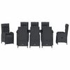 vidaXL Zestaw do jadalni w ogrodzie z poduszką 9 pcs Czarny polirattan