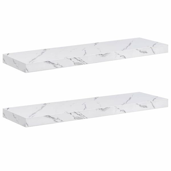 vidaXL P&oacute;łka ścienna 2 pcs Biały marmur 80 x 23,5 x 4 cm
