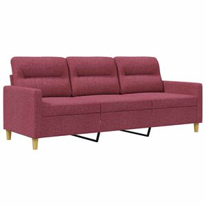 vidaXL Sofa 3-osobowa, winna czerwień, 180 cm,tapicerowana tkaniną