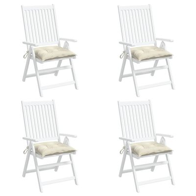 vidaXL Poduszki na krzesła, 4 szt., kremowe, 40x40x7 cm, tkanina