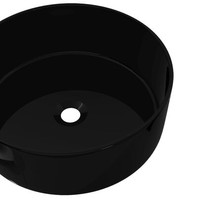 vidaXL Umywalka ceramiczna, okrągła, 40 x 15 cm, czarna