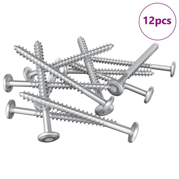 vidaXL Wkręty Drewniane 12 pcs Srebrny M6 x 70 mm Stal