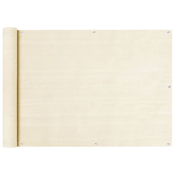 vidaXL Parawan balkonowy, kremowy, 75x300 cm, HDPE