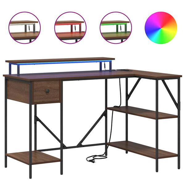 vidaXL Biurko Brązowy dąb 120 x 79 x 86,5 cm Materiał drewnopochodny
