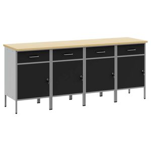 vidaXL Szafka robocza Z blokadą 4 szt. Czarny i szary 200 x 55 x 85 cm