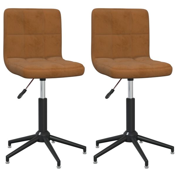 vidaXL Obrotowe krzesła stołowe, 2 szt., brązowe, aksamitne