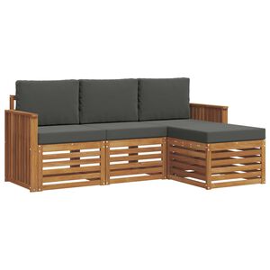 vidaXL Zestaw sof na zewnątrz z poduszką 4 pcs Naturalny i Antracytowy