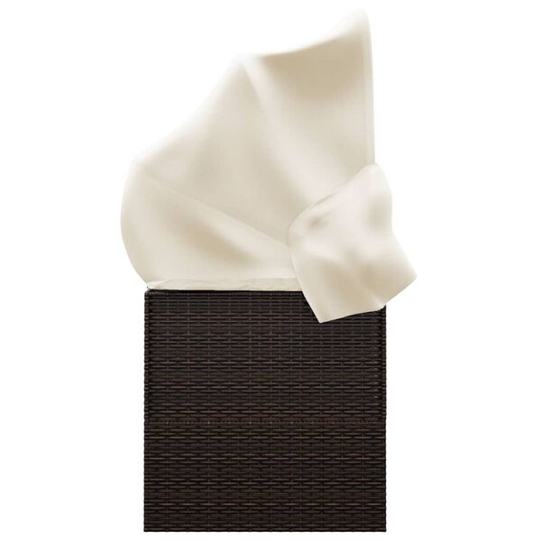 vidaXL Leżanka ogrodowa z daszkiem i poduszkami, brązowa, polirattan