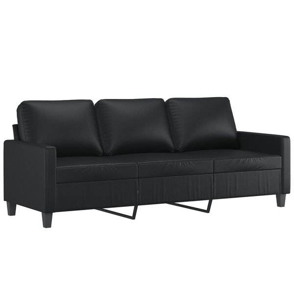vidaXL 2-osobowa sofa z poduszkami, czarna, sztuczna skóra