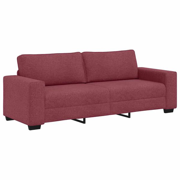 vidaXL Sofa 3-osobowa, winna czerwień, 220x77x82 cm, tkaniną