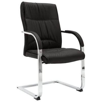 vidaXL Krzesło biurowe, wspornikowe, czarne, sztuczna skóra
