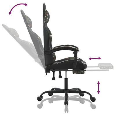 vidaXL Obrotowy fotel gamingowy z podnóżkiem, czarny i moro