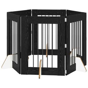 vidaXL Bramka dla ps&oacute;w z podp&oacute;rkami 6 pcs Czarny dąb 60 x 80 cm