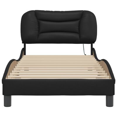 vidaXL Rama łóżka z LED, czarna, 80x200 cm, sztuczna skóra