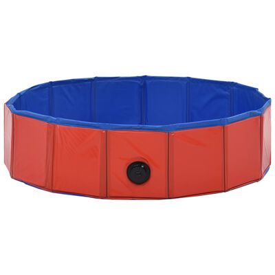 vidaXL Składany basen dla psa, czerwony, 80 x 20 cm, PVC