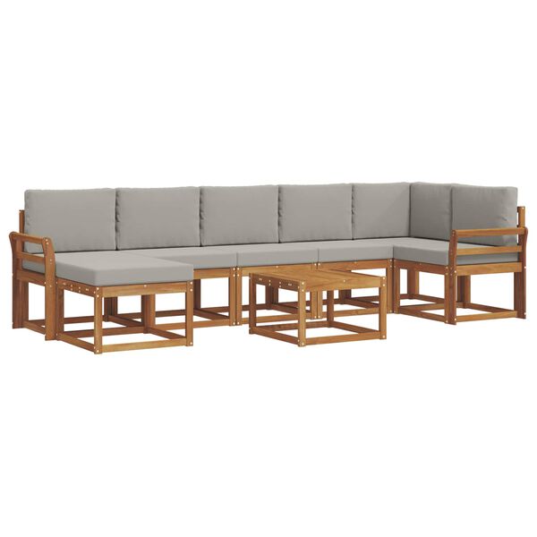 vidaXL Zestaw sof na zewnątrz z poduszką 8 pcs Naturalny i Jasny Szary