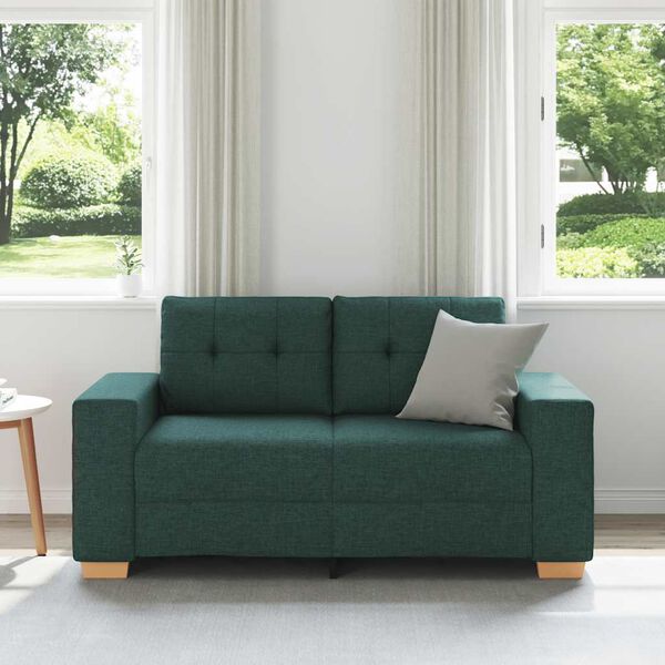 vidaXL Sofa dwuosobowa, ciemnozielona, 160x77x82 cm, tkanina