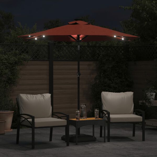vidaXL Parasol ogrodowy LED, stalowy słupek, terakota, 225x225x212 cm