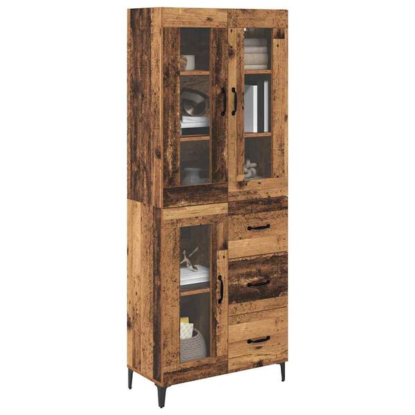 vidaXL Highboard Montowane na ścianie Stare drewno 69,5 x 34 x 180 cm