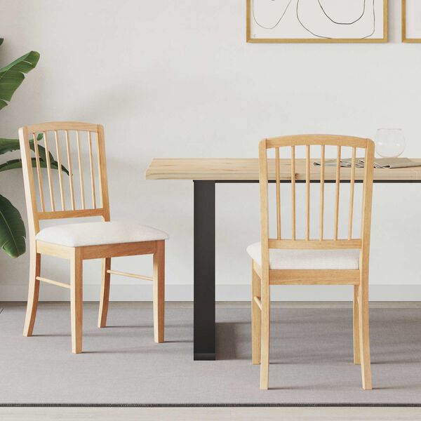 vidaXL Krzesła jadalne 2 pcs Naturalny 50 x 52,5 x 91 cm Drewno Gumowe
