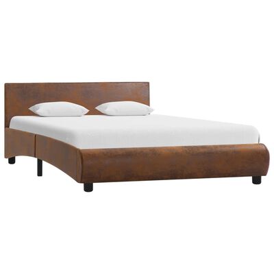 vidaXL Rama łóżka, brązowa, sztuczna skóra, 120 x 200 cm