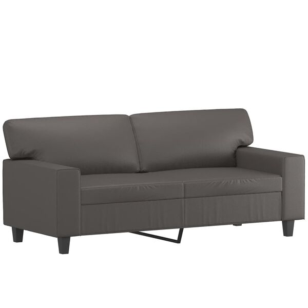 vidaXL 2-osobowa sofa, szary, 140 cm, sztuczna sk&oacute;ra