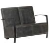 vidaXL 2-osobowa sofa, postarzany szary kolor, sk&oacute;ra naturalna