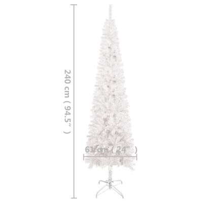 vidaXL Smukła, sztuczna choinka z lampkami, biała, 240 cm