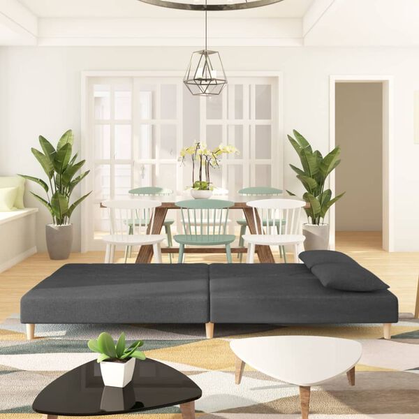 vidaXL 2-osobowa kanapa, 2 poduszki, ciemnoszara, tapicerowana tkaniną