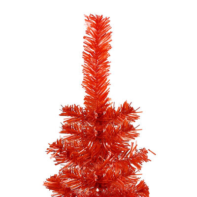 vidaXL Smukła, sztuczna choinka z lampkami, czerwona, 150 cm