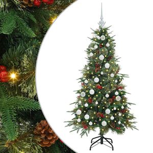vidaXL Sztuczna choinka z zawiasami z podstawą Zielony 150 cm PE i PVC