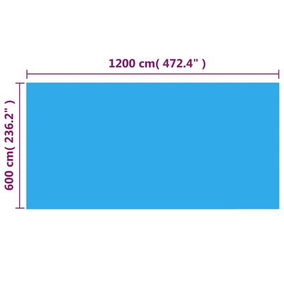 vidaXL Prostokątna pokrywa na basen, 1200 x 600 cm, PE, niebieska