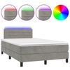 vidaXL Ł&oacute;żko kontynentalne z materacem i LED, szare 120x200cm, aksamit