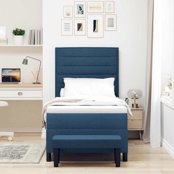 vidaXL Ł&oacute;żko sprężynowe z materacem Niebieski 100 x 200 cm tkanina