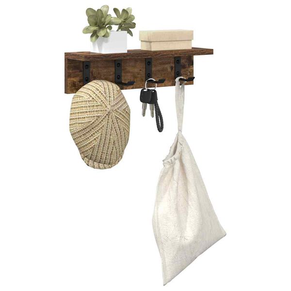 vidaXL Wieszak na płaszcze montowany na ścianie Dąb wędzony
