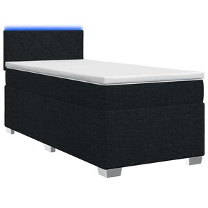 vidaXL Ł&oacute;żko Box Spring z materacem i LED Czarny 80 x 200 cm tkanina