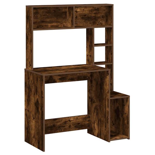 vidaXL Biurko z p&oacute;łkami, opalany dąb, 100x45x140 cm