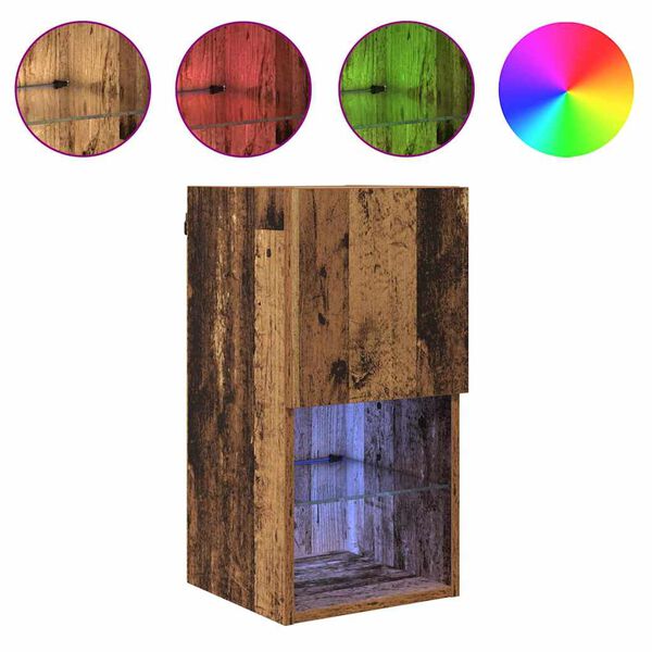 vidaXL Szafki na telewizor montowane na ścianie 2 pcs Stare drewno