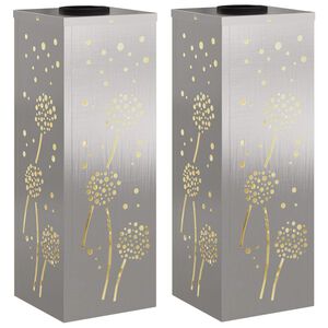 vidaXL Słoneczna LED lampa na ścieżkę 2 pcs Srebrny Stal nierdzewna