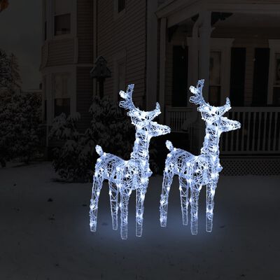 vidaXL Świąteczne renifery, 2 szt., 80 zimnych białych LED, akryl